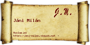 Jáni Milán névjegykártya